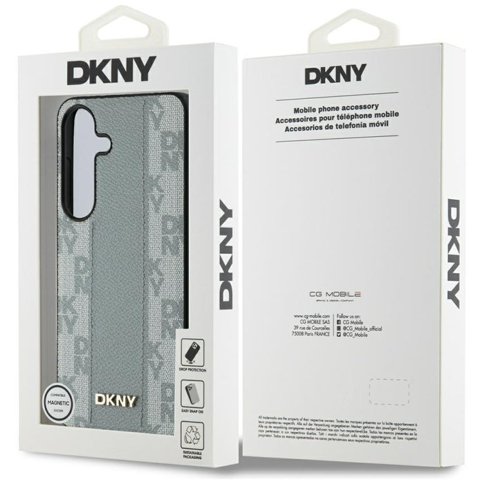 DKNY Leather Checkered Pattern MagSafe case for Samsung Galaxy S25 taupe