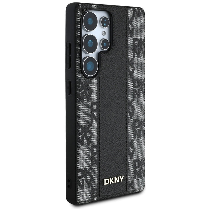 DKNY Leather Checkered Pattern MagSafe Case for Samsung Galaxy S25 Ultra Black