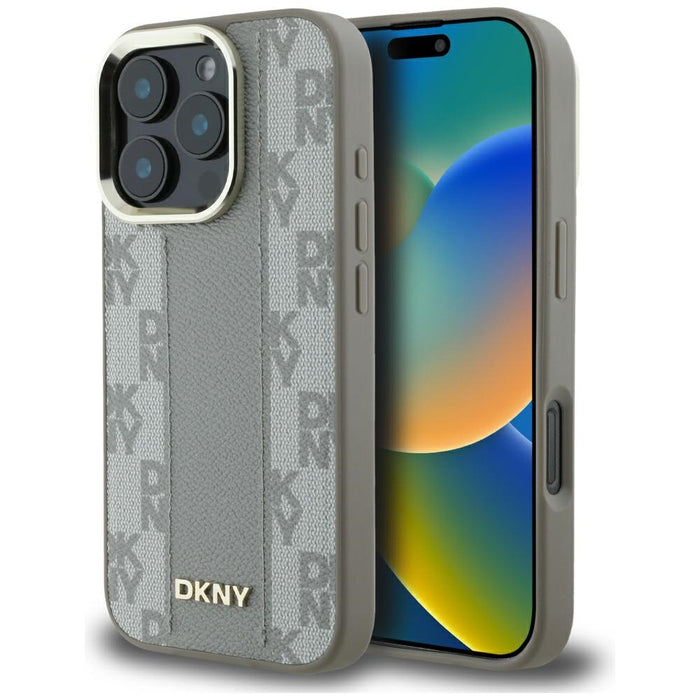 DKNY Checkered Pattern Magsafe iPhone 16 Pro Case - Beige