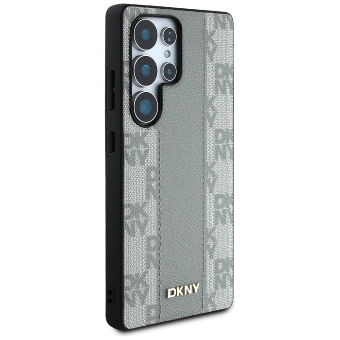 DKNY Leather Checkered Pattern MagSafe Case for Samsung Galaxy S25 Ultra - Gray