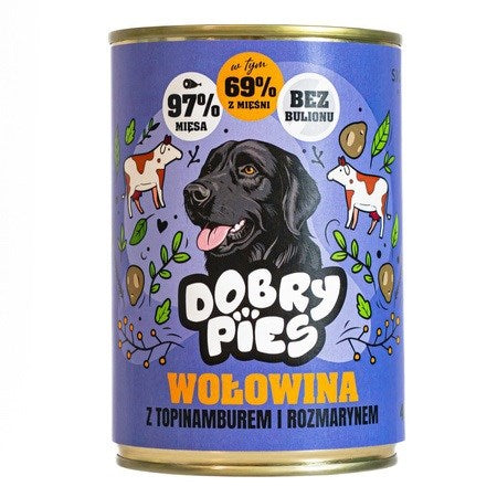 DOBRY PIES Beef with Jerusalem artichoke and rosemary - wet dog food - 400g