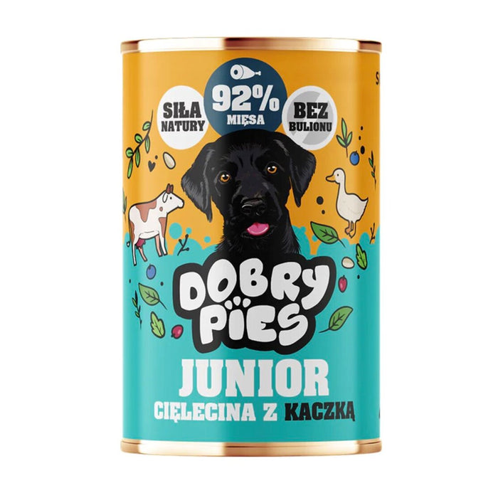 DOBRY PIES Junior Veal with Duck – wet dog food – 400g