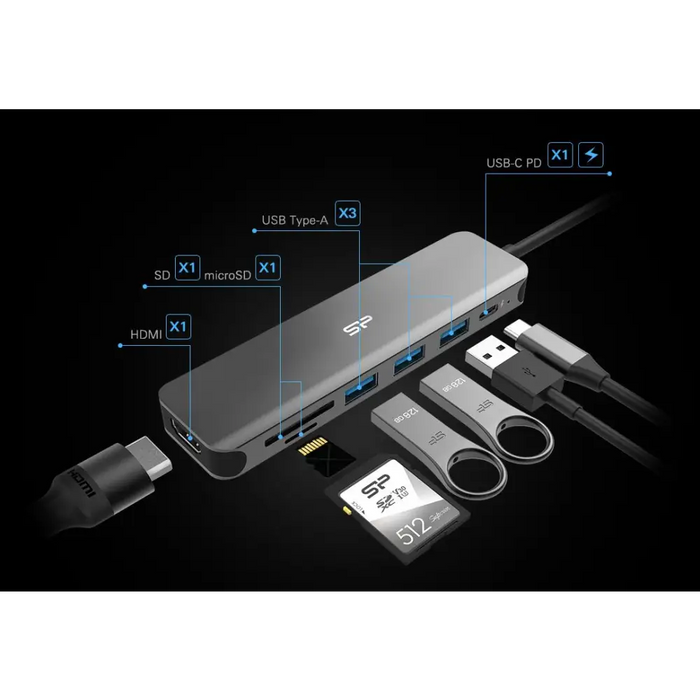 Docking station Silicon Power Boost SU20 7 in 1 USB-C - Докинг станции<<<Опции и Аксесоари<<<Компютри и