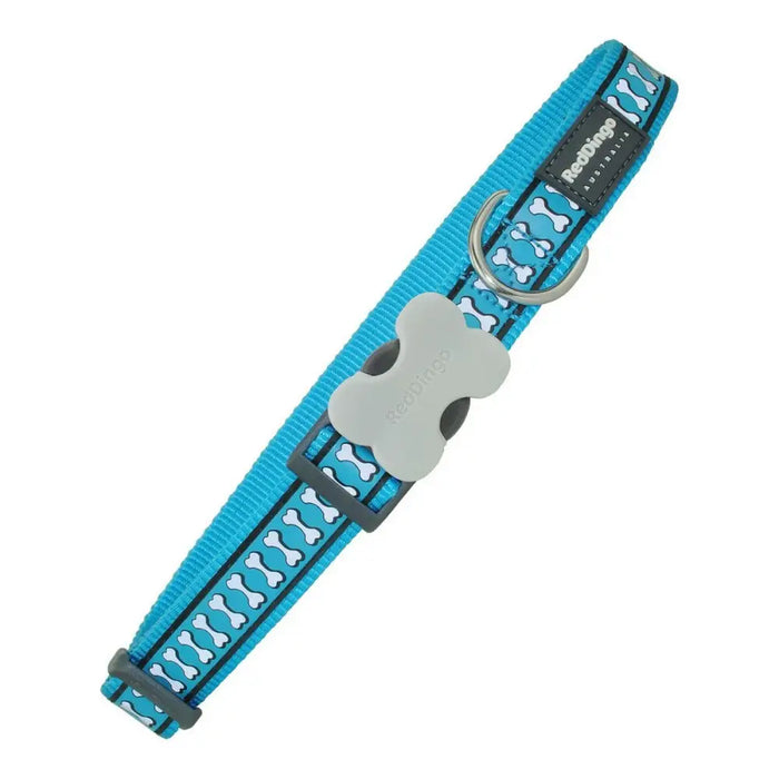 Dog collar Red Dingo Reflective Bones Turquoise (2,5 x 41-63 cm) - Домашни Животни<<<Дом Градина<<<BigBuy&&&Пътуване и