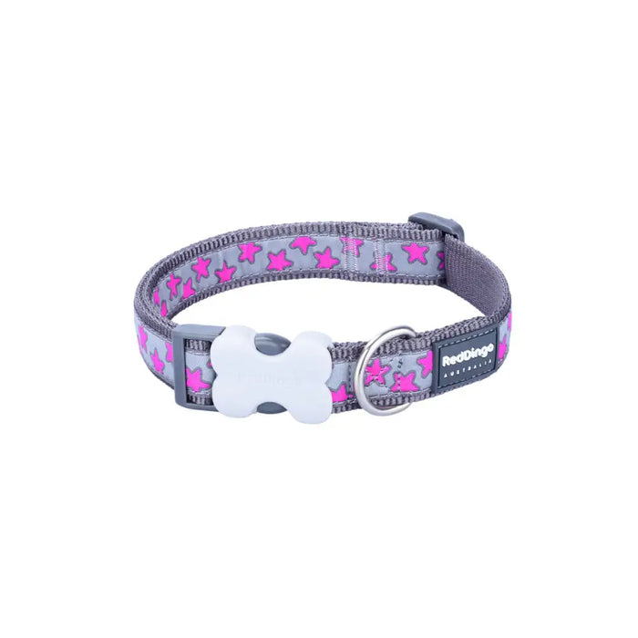 Dog collar Red Dingo STYLE HOT PINK ON COOL GREY 15 mm x 24-36 cm Grey - Домашни Животни<<<Дом
