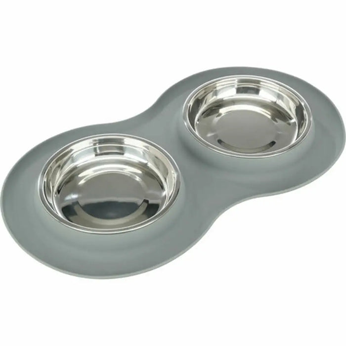 Dog Feeder Trixie Grey Stainless steel Ø 16 cm Double 2 × 0,3 L 47 × 3 × 26 CM - Домашни Животни<<<Дом