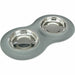 Dog Feeder Trixie Grey Stainless steel Ø 16 cm Double 2 × 0,3 L 47 × 3 × 26 CM - Домашни Животни<<<Дом