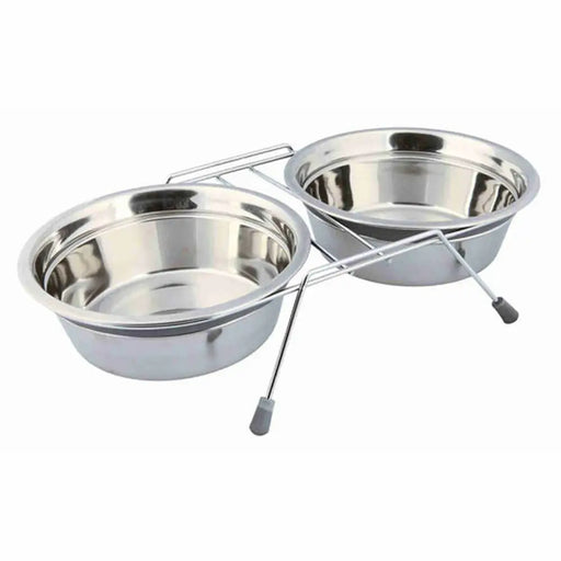 Dog Feeder Trixie Stainless steel Double 1,5 L 2 × 1,5 L - Домашни Животни<<<Дом Градина<<<BigBuy&&&Купички за храна и