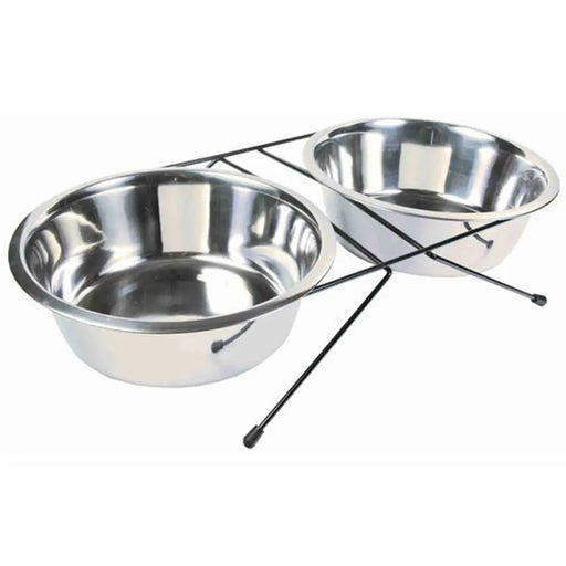 Dog Feeder Trixie Stainless steel Double 2,8 L 2 × 2,8 L - Домашни Животни<<<Дом Градина<<<BigBuy&&&Купички за храна и