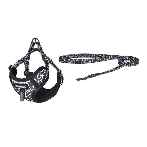 Dogness walking set leash 1,5m + harness for dog (black and white) - Walking and transportation<<<Pets<<<InnproXML