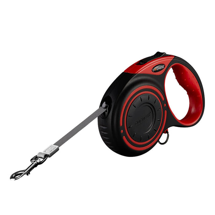 Dogness automatic leash 5m with flashlight and bag container (red)