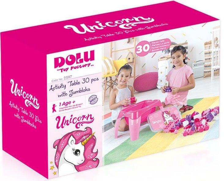 Dolu Playset - Table with Construction Set, Unicorn, 30 pieces