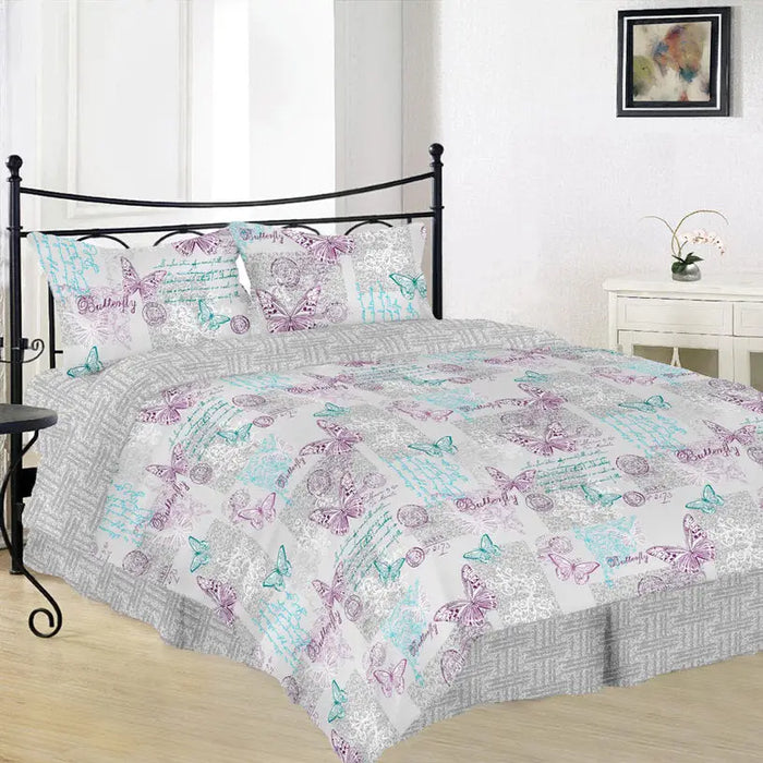 DOUBLE BEDROOM SET 5 PIECE POLYCOTTON DITEX PURPLE BUTTERFLY - Спално бельо<<<Текстил за спалня<<<Мебели и