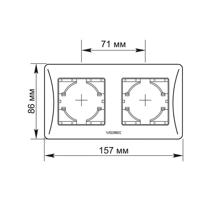 DOUBLE HORIZONTAL FRAME VF-BNFR2H-BG BINERA VIDEX - GRAPHITE - Ключове контакти димери и