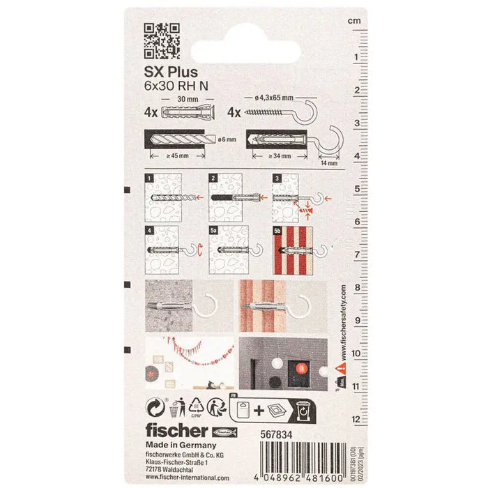 DOWEL WITH HOOK 6X30 FISCHER SX PLUS - Комплекти дюбели и винтове<<<Дюбели<<<Инструменти и железария<<<Praktiker