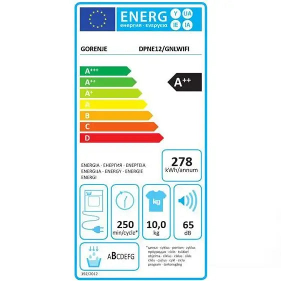 Dryer GORENJE DPNE12/GNLWIFI 10 kg E Heat pump WiFi - Сушилни с термопомпа<<<Сушилни<<<Едра бяла