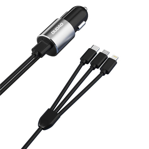 Dudao 3in1 USB car charger 3,4 A built-in cable Lightning / USB Type C / micro USB black (R5ProN black) - Cell phone