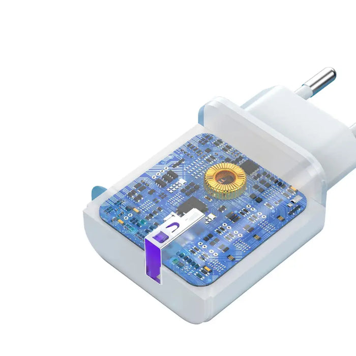 Dudao A20EU USB-A 18W network charger - white + USB-A - micro USB cable - Cell phone USB charger<<<HurtelXML
