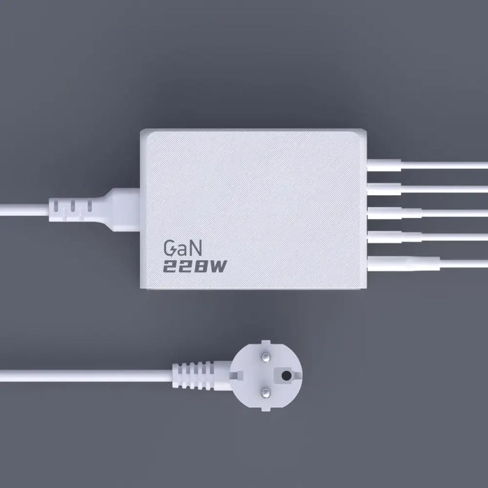 Dudao A228EU GaN charger 1x USB-A 4x USB-C PD 228W - white - Cell phone USB charger<<<HurtelXML
