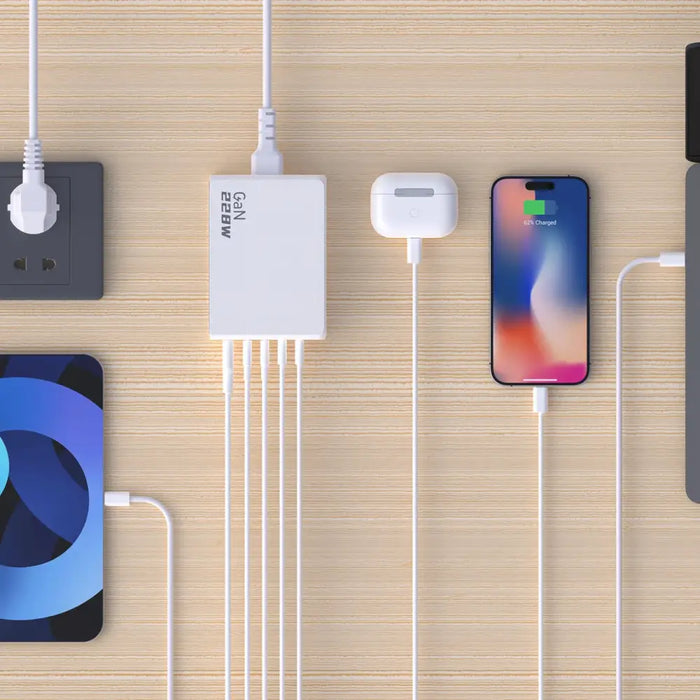 Dudao A228EU GaN charger 1x USB-A 4x USB-C PD 228W - white - Cell phone USB charger<<<HurtelXML