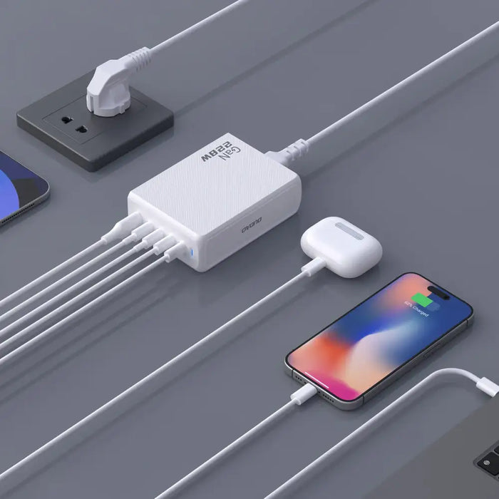 Dudao A228EU GaN charger 1x USB-A 4x USB-C PD 228W - white - Cell phone USB charger<<<HurtelXML