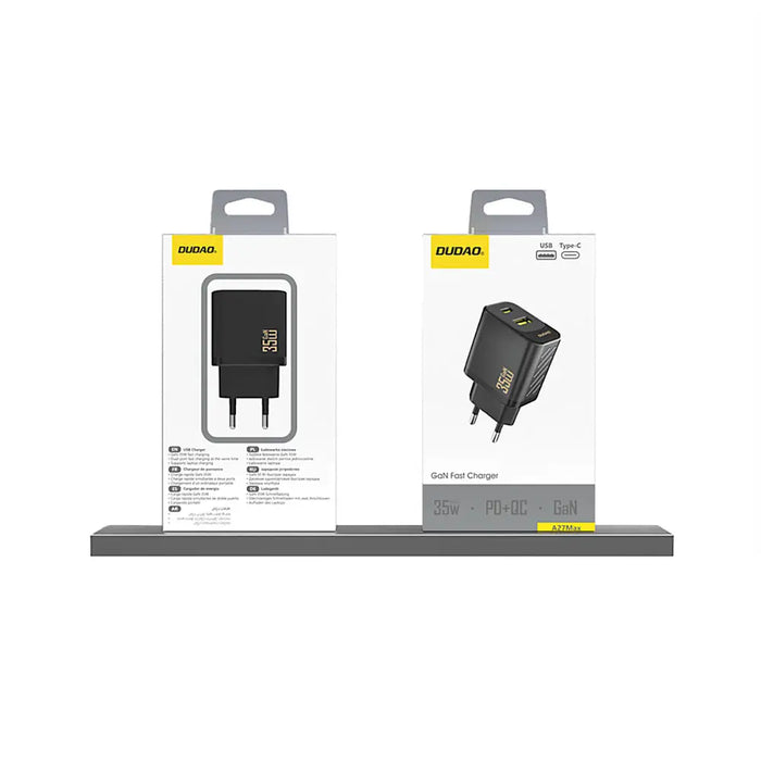 Dudao A27 MaxC 35W GaN Wall Charger + USB-C Cable - Black - Cell phone USB charger<<<HurtelXML