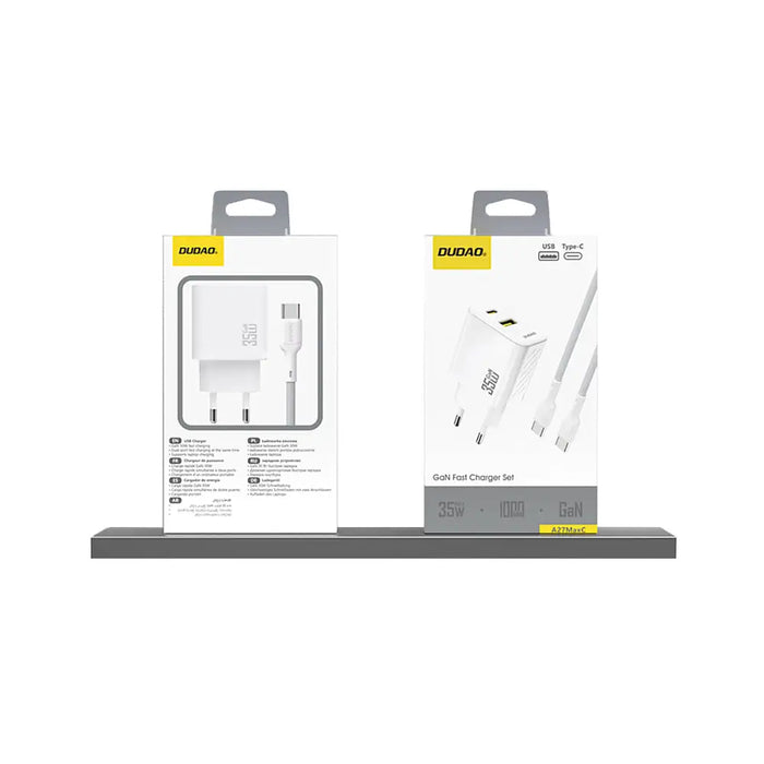 Dudao A27 MaxC 35W GaN Wall Charger + USB-C Cable - White - Cell phone USB charger<<<HurtelXML