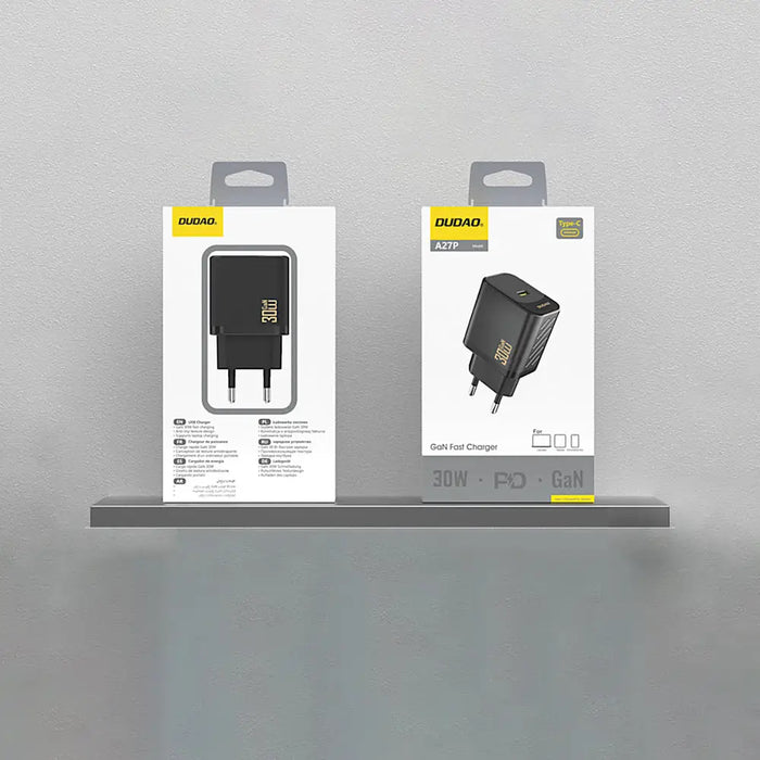 Dudao A27P 30W PD GaN USB-C Wall Charger - Black - Cell phone USB charger<<<HurtelXML