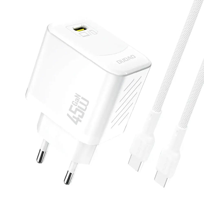 Dudao A28C 45W GaN Wall Charger + USB-C Cable - White - Cell phone USB charger<<<HurtelXML