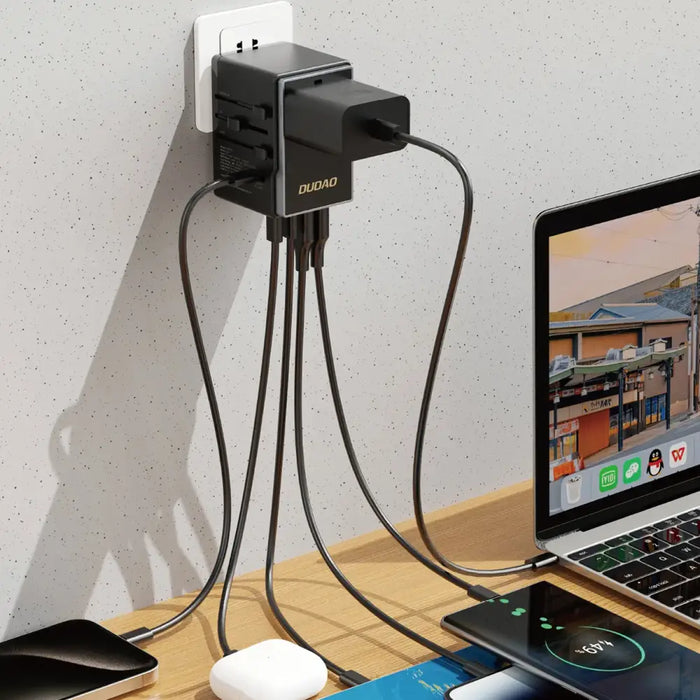 Dudao A35Pro 35W EU / UK / AUS / US / JP travel adapter 3x USB-C 2x USB-A - black - Cell phone USB charger<<<HurtelXML