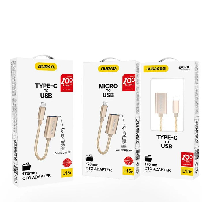 Dudao adapter cable OTG USB 2.0 to USB Type C gray (L15T) - USB adapters<<<HurtelXML