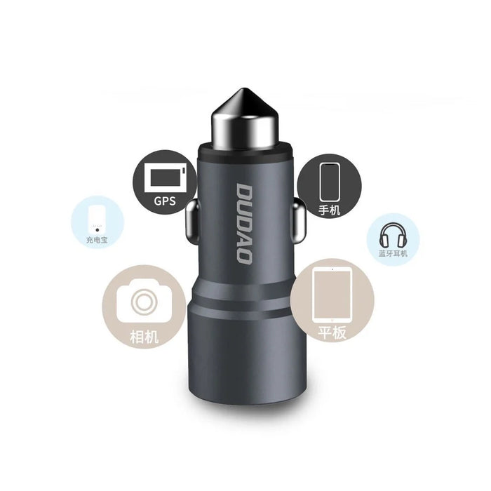 Dudao car charger 2x USB 3.1A gray (R5 gray) - Cell phone USB charger<<<HurtelXML