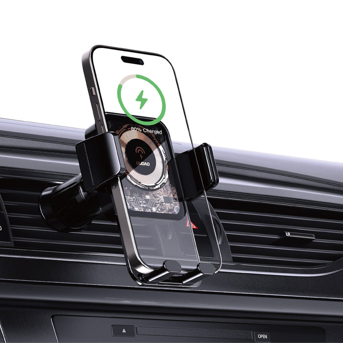 Dudao F19 clamp car holder with 15W inductive charger - black - Cell phone holders<<<HurtelXML