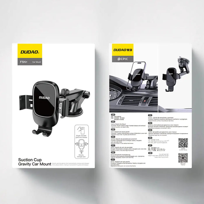 Dudao F5N+ smartphone holder with suction cup gravity - black - Cell phone holders<<<HurtelXML