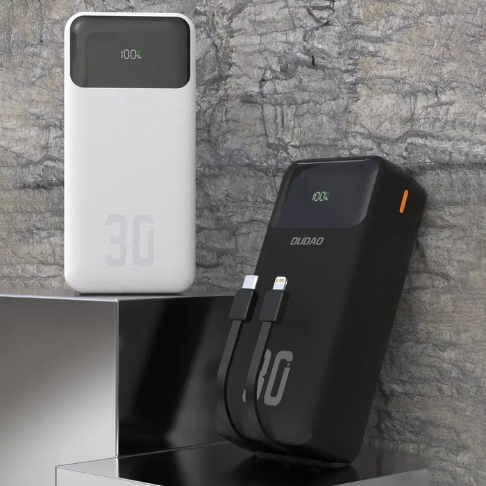 Dudao K15MAX 30000mAh PD 22.5W Powerbank with Built-in Cables - White - Powerbanks<<<HurtelXML