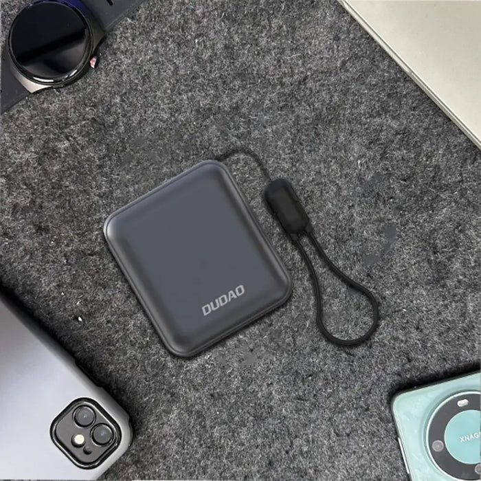Dudao K22+ Ultra-Compact Power Bank 10000mAh 22.5W USB-C with Pendant/Cable - Gray - Powerbanks<<<HurtelXML