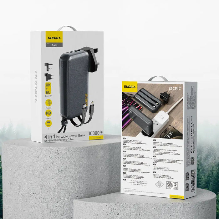 Dudao K25 2in1 10000mAh 3-Plug Powerbank Charger - Gray - Powerbanks<<<HurtelXML