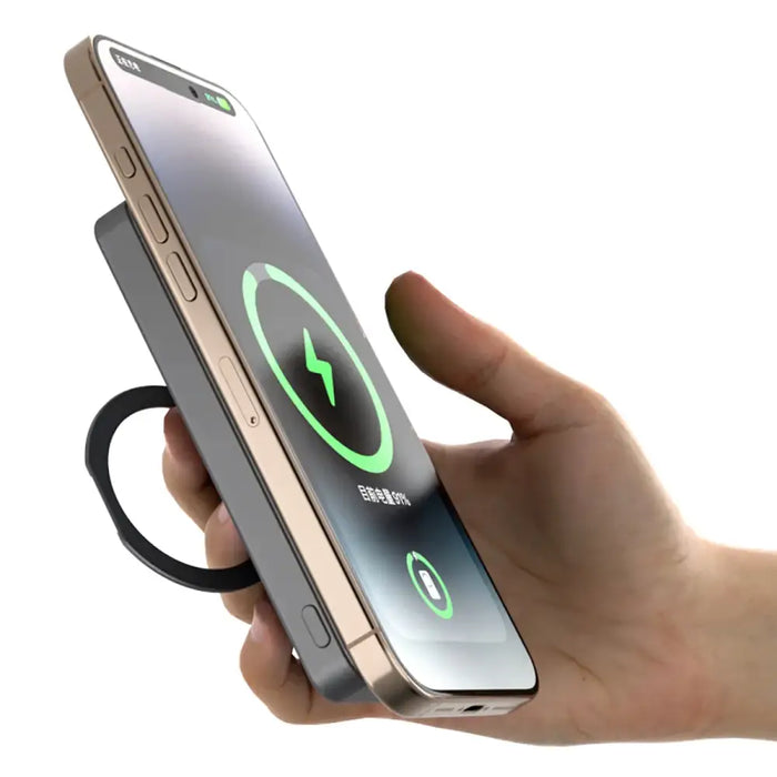 Dudao K28 10000mAh PD 22.5W MagSafe Powerbank with Metal Case and Ring Stand - Silver - Powerbanks<<<HurtelXML