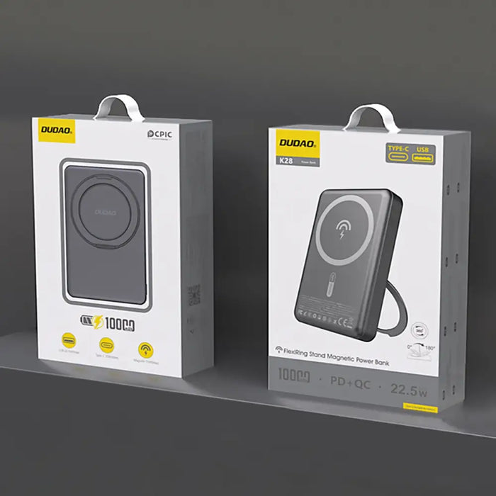 Dudao K28 10000mAh PD 22.5W MagSafe Powerbank with Metal Case and Ring Stand - Gray - Powerbanks<<<HurtelXML