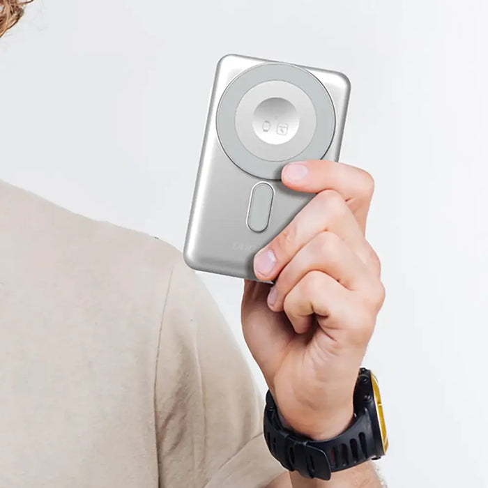 Dudao K29 10000mAh PD 20W MagSafe Powerbank with Metal Case Stand and Built-in USB-C/ Lightning Cables - Silver