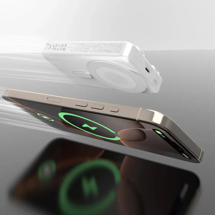 Dudao K29 10000mAh PD 20W MagSafe Powerbank with Metal Case Stand and Built-in USB-C/ Lightning Cables - Silver