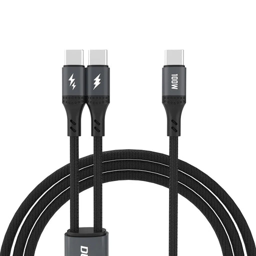 Dudao L3F 2in1 Cable 100W 1.2m 2 x USB-C - Black - Cell phone cables<<<HurtelXML