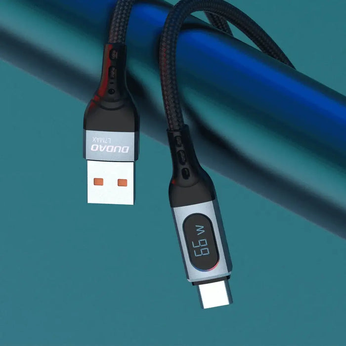Dudao L7Max USB Cable - USB Type C Fast Charging PD 66W 1m with Display - Black - Cell phone cables<<<HurtelXML