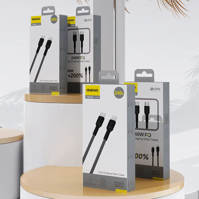 Dudao L9C Max 240W PD USB-C - USB-C Cable 1.2m - Black - Cell phone cables<<<HurtelXML
