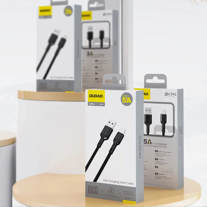 Dudao L9T 5A USB-A - USB-C Cable 1m - Black - Cell phone cables<<<HurtelXML