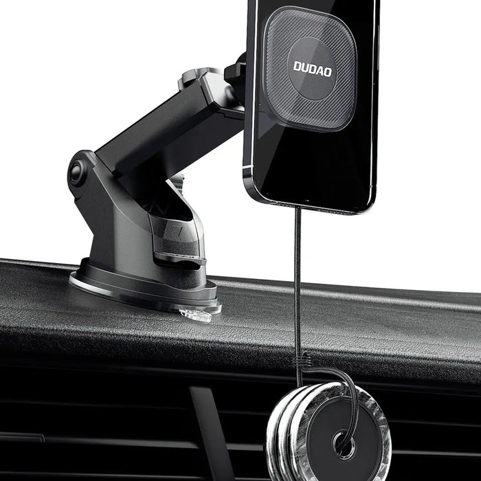 Dudao magnetic car phone holder with telescopic arm black (F6Max) - Cell phone holders<<<HurtelXML