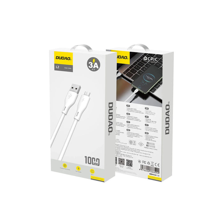 Dudao USB / micro USB 3A cable 1m white (L2M 1m white) - Cell phone cables<<<HurtelXML