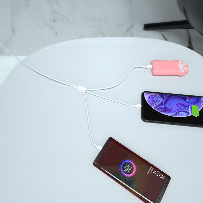 USB cable - USB C / micro USB / Lightning 480Mb/s 6A 1.2m - white