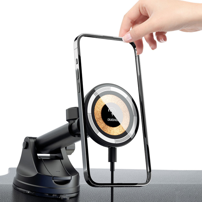 Magnetic holder with MagSafe inductive charger for cockpit/air vent 15W Dudao F12MAX+ - black