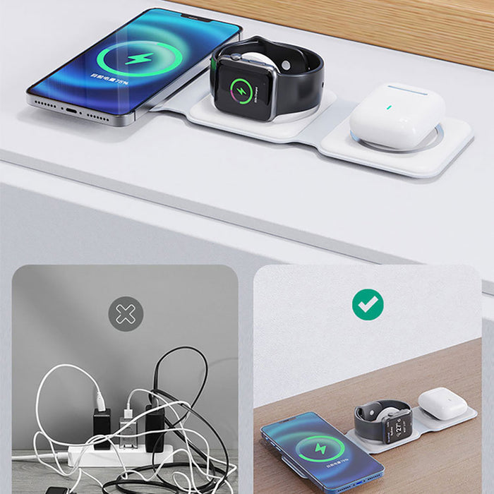 Dudao A11N 15W 3in1 Inductive Charger - White + USB-C / USB-C Cable